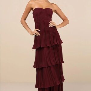 Seriously Sensational Plum Purple Strapless Tiered Maxi Dress - NWT